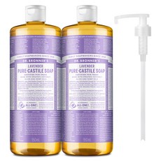 닥터브로너스 퓨어 캐스틸 솝 페이스 앤 바디 바디워시 라벤더 2p +펌프1개, 950ml, 1개