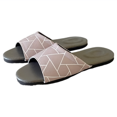 i Slippers 布面皮質家居拖鞋 品味系列 幾何 台灣製造, M, 藕色, 1雙