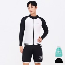 aquatica 男士拉鍊防磨上衣 AQAMJP23001 + 海灘褲 + 彈性泳帽 + 防水袋套組