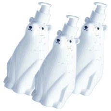 대한 욕실 주방 북극곰 디스펜서 펌프 리필용기 450ml, 화이트, 3개