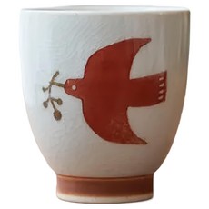 波佐見燒 Kukka lokki 海鷗 茶杯 湯吞, 陶瓷, 7.3xH8cm, 190ml, 紅色, 1個