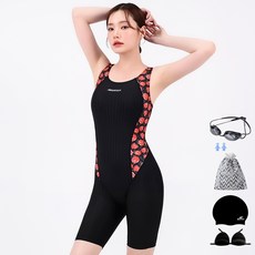 AQUATICA 女款5分褲無袖花朵連身泳衣 AQA49249+競技泳具配件組 6件組