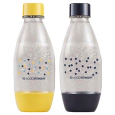 sodastream 水滴型專用可機洗水瓶 2個, 1組, 手繪圓點 黃色 + 黑色, 1L