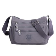 馳豹 5隔層大容量防潑水輕量尼龍斜背包/單肩包, 29 x 21 x 13cm, 7173 灰紫