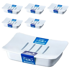 NAKAYA 日本抗菌材質肥皂盒6入組 白色 防霉 瀝水設計 浴室收納, 1組