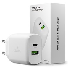 신지모루 초고속 30W O-PD GaN 듀얼포트 PPS PD 충전기, 화이트, 1개