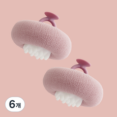 솔브리빙 흡착식 부드러운 바디 샤워볼, 퍼플, 6개, 1개입