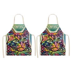 팝아트 고양이 린넨 주방 앞치마 M, 01, 2개