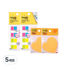 쓰리엠 분류용 필름 플래그 683-4KN CV 2p + 점착용 윙크 하트 포스트잇 2p 세트, 5세트