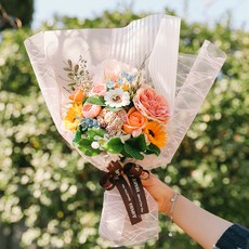 Aspasia肥皂花人造花朱麗安肥皂花人造繡球花束+留言挑選+購物袋, 橘子