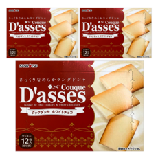 SANRITSU 三立製菓 D'asses 白巧克力味夾心餅 酥脆餅乾 12枚入, 78g, 3盒