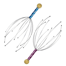 AHOYE 酥麻八爪搔頭部按摩器 2件組, 1組, 藍色 + 紫色