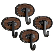 Hanbomnuri 木質壁掛式單孔掛鉤, 黑色, 4個