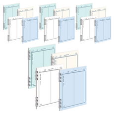 MUNID It spring 雙欄數學練習本 4款套組, 4套, 白色, 綠色, 藍色, 象牙白