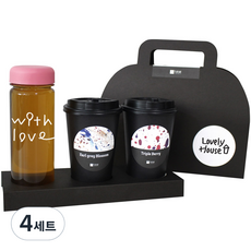 1AM 쥬뗌므 블랜딩 프리미엄 차세트 분홍뚜껑, 보틀 + 스티커 THANK U + 얼그레이 블라썸 3p + 트리플 베리 3p + 패키지 블랙 Lovely H, 4세트