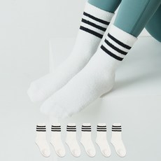 노디자인 여성용 긴목 삼선 스트라이프 수면 양말 6족 세트