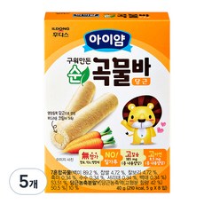 일동후디스 아이얌 순곡물바, 당근, 40g, 5개