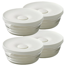 Glasslock 米飯保鮮盒 310ml 椰奶色 4入組, 4個, 椰奶