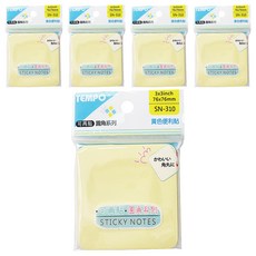 TEMPO 節奏牌 圓角便利貼 黃色 76 x 76mm 6入/組, 6個, 5組
