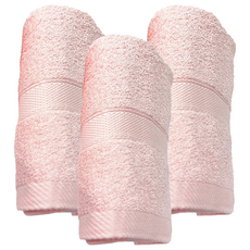 Gemini 双星毛巾 飯店級質紋緞檔方巾 32 x 32cm, 粉色, 3條