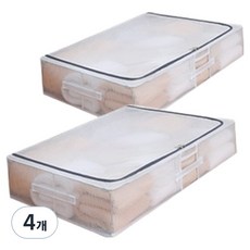 DOSell 多功能縫隙收納床底收納箱 中型, 4個, 白色