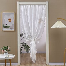 BonBon naturel 法式珍珠花邊門簾 附綁束, 白色