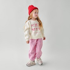 MARI N MORI 兒童蝴蝶結縫線刷毛上下衣套裝