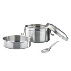 MiyAco 米雅可 經典316不銹鋼 雙層圓形便當盒 附匙 台灣製 耐蝕性、耐酸鹼、無毒性、耐高溫, MY-6016, 1組