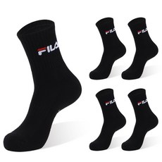 휠라 시그니처 더블 쿠션 미드 양말 5켤레, 블랙, 1세트