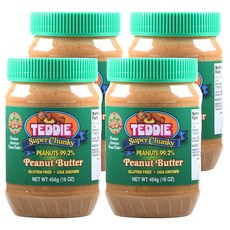 테디 땅콩버터 99.2% 슈퍼청키, 454g, 4개