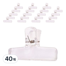 마켓감성 투명 아이스 클립 집게 화이트, 1개입, 40개