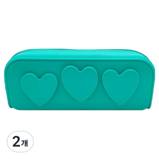 타이탄 하트 실리콘 필통, 연두색, 2개