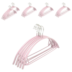 日版超厚多功能無痕衣架 Set 5 寬43x高21cm 浸塑材質+鍍鉻鏡, 北歐粉, 30個