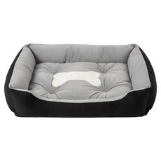 萌貝貝 四季通用 超柔軟加厚寵物床 厚實棉花填充 透氣保暖 加高邊緣, 48 x 40 x 15cm, 灰色, 1個