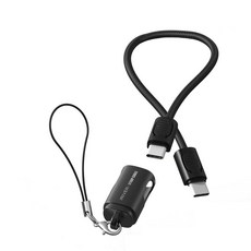 아이리버 C타입-C타입 젠더 스트랩 60W 고속충전 숏 케이블 IHC-HW11-02M, 블랙, 1개, 20cm