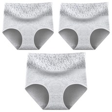 高腰收腹提臀刺繡內褲3件組, 95%棉 5%彈力纖維, 均碼, 顏色隨機