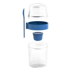 LocknLock 樂扣樂扣 Togo 圓形PP保鮮盒組 藍色, 1組, 310ml + 560ml + 叉匙