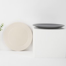 Bloom at home 斯特里夏盤子組, 1套, 大盤 舊蕾絲色 + 暗灰色