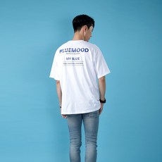 더매드문 남녀공용 블루무드 오버핏 통기성 반팔 티셔츠