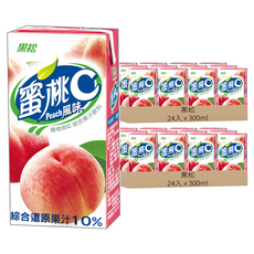 黑松 果汁C系列 蜜桃 含維生素C 還原果汁10%, 300ml, 48入