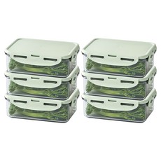 락앤락 비스프리 퓨어 밀폐용기 라이트그린 직사각, 6개, 750ml