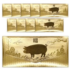 滿懷心意黃金書法信封 10個+內頁 10個, 1組, 福氣豬