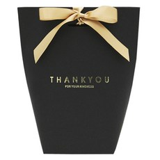 Donna&deco 燙金Thank You緞帶裝飾底盒 L 黑色 10入 + 金色緞帶 10入, 混合顏色, 1套