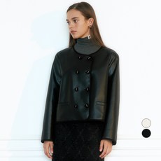 유어네임히얼 여성용 더블이 레더 라운드 재킷