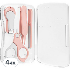 블루마켓 유아용 투명케이스 손톱관리 세트, 핑크, 4세트