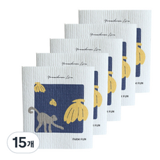 Purniel 北歐插畫抹布小猴子, 15個, 1入