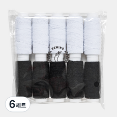 소잉바이핸드 실고무 2종 x 5p 세트, 화이트, 블랙, 6세트