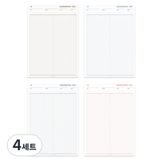 TUCO.B 網格厚款便條紙 4款套組 B5 120g, 棕色 + 灰色 + 粉紅色 + 藍色, 4套