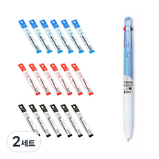 Sinji Triple O 3色原子筆 0.5mm 原子筆 + 3種筆芯 x 6入組, 原子筆(藍色), 筆芯(黑, 藍, 紅), 2套