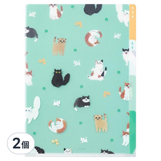 日本 MIDORI 3層資料夾 A5, 貓咪, 2個